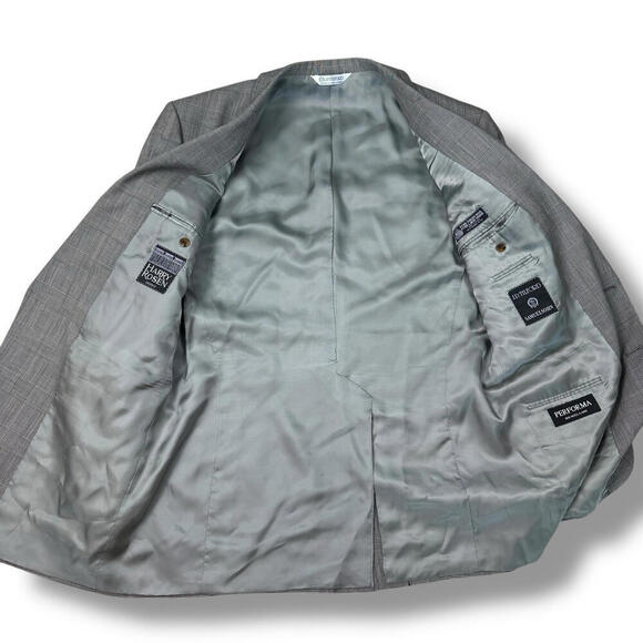 Samuelsohn Harry Rosen Plaid 100% Wool Suit 2-Piece 43R-37” Gray Classic Fit VTG - Picture 5 of 15